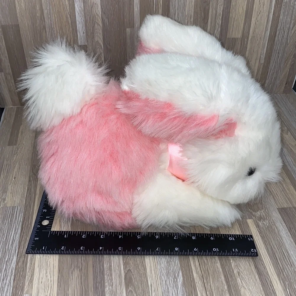 Pink Easter Bunny plush stuffed animal Easter basket filler fluffy plush vintage